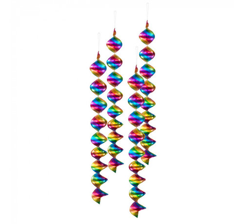 Zak met 4 decoratiespiralen regenboog (5 x 60 cm)