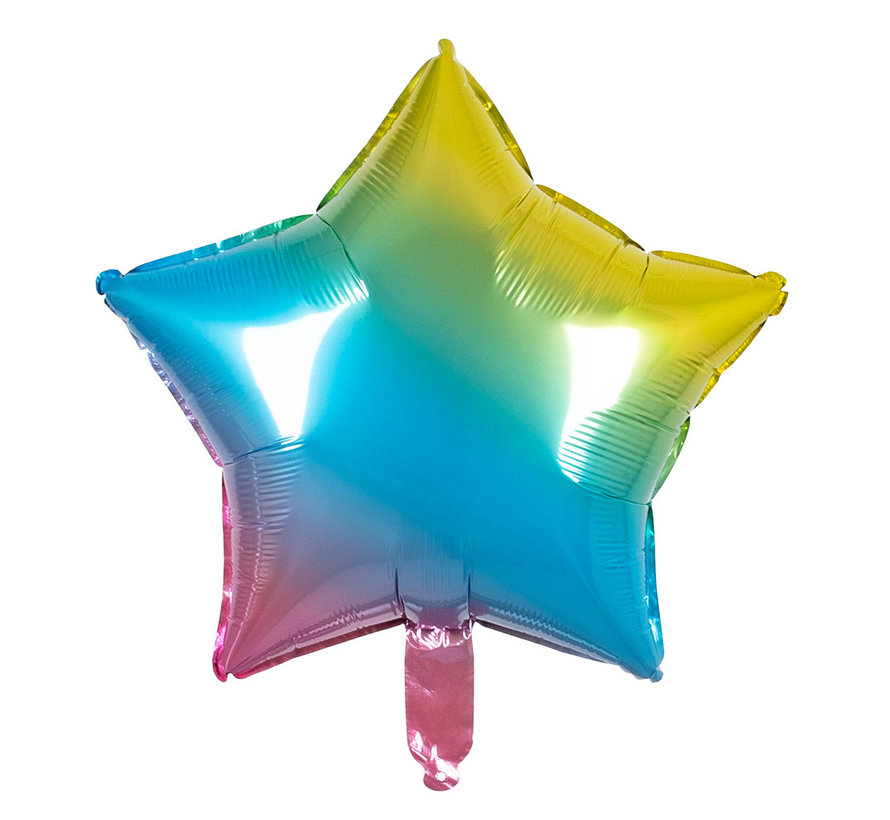 folieballon ster regenboog leeg 40 x 45 cm