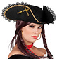 Dames piraten hoed captain zwart goud