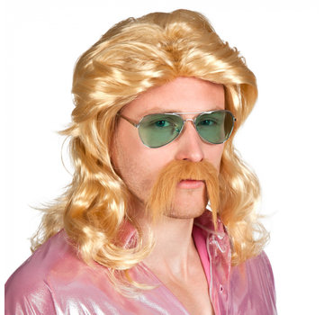 Blonde mullet pruik