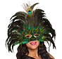 Dames groene veren masker