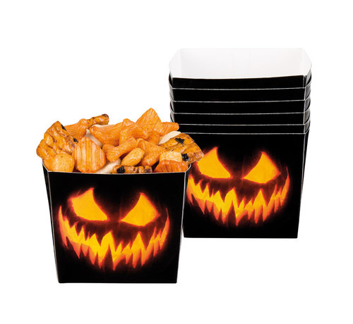 Kartonnen bakjes pompoengezicht Halloween