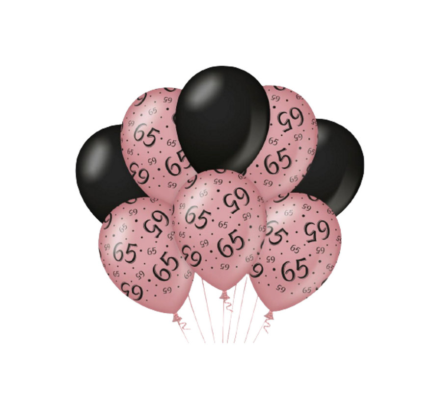 Verjaardag ballonnen 65 jaar roségoud en zwart