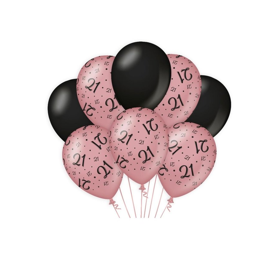 Verjaardag ballonnen 21 jaar roségoud en zwart