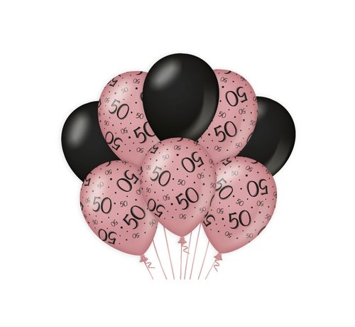 Verjaardag ballonnen 50 jaar roségoud en zwart