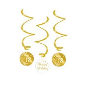 Swirl decoraties 18 jaar goudkleurig en wit