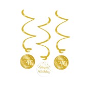 Swirl decoraties 40 jaar goudkleurig en wit