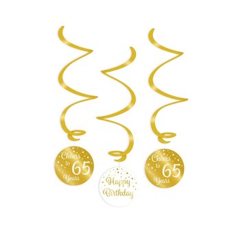 Swirl decoraties 65 jaar goudkleurig en wit