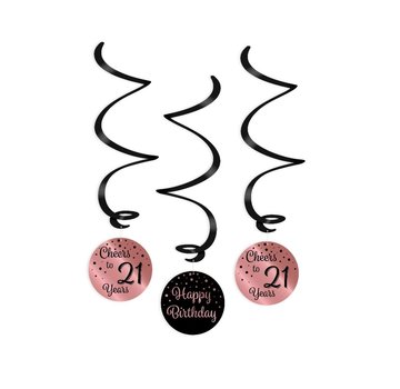 Swirl decoraties 21 jaar roségoud en zwart