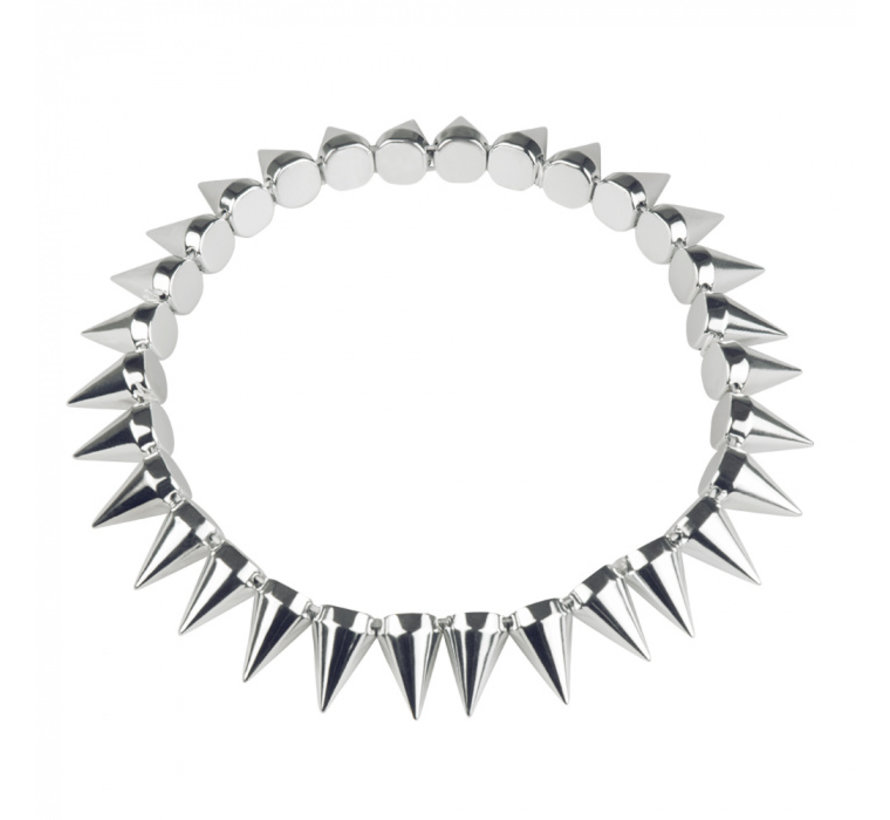 Dames Zilvere ketting met spikes