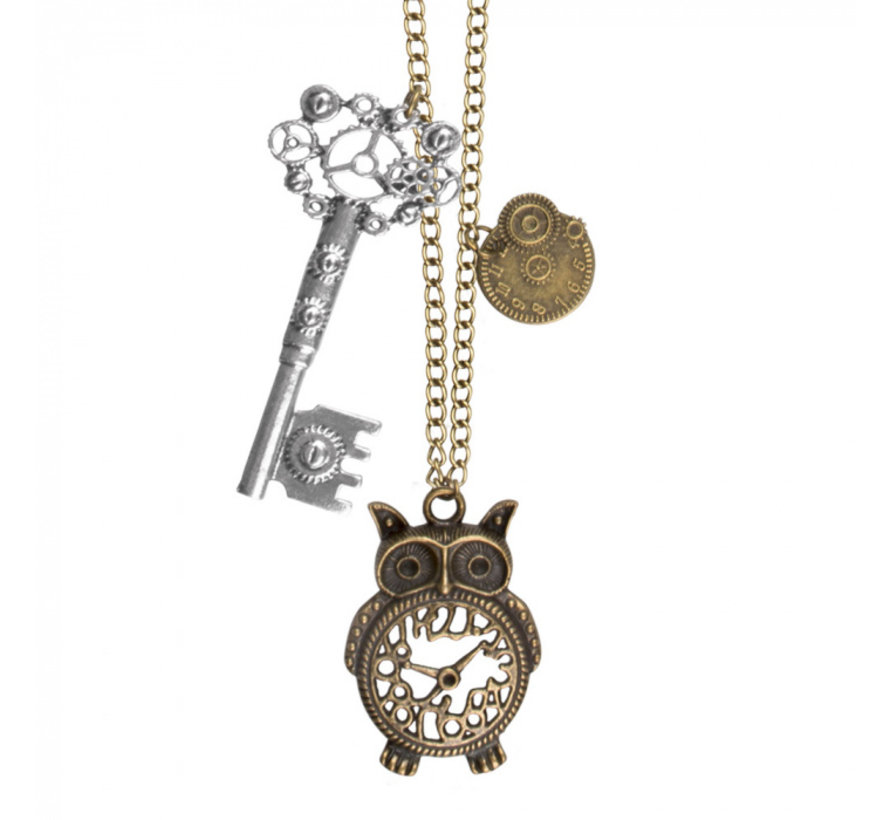 Dames Steampunk uilen ketting