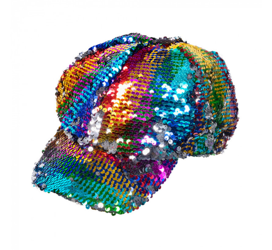 Dames regenboog glitter pet