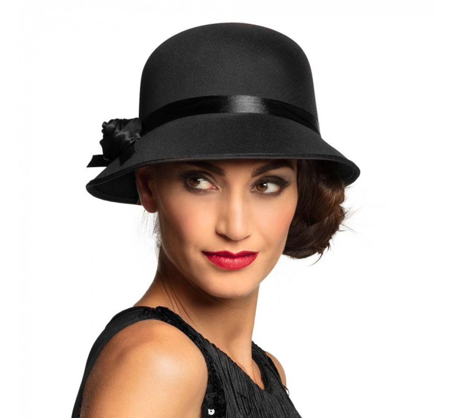 Zwarte jaren 20 dames hoed