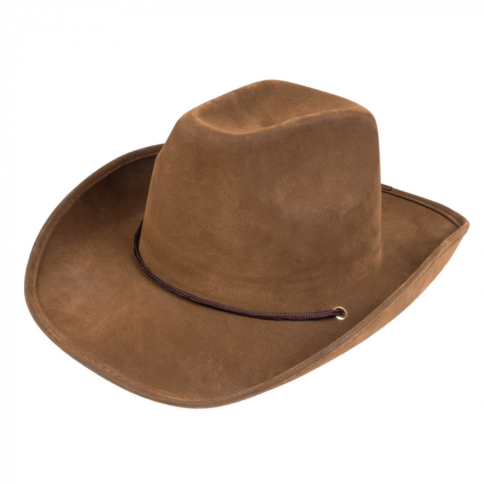 Tombstone Leather Hat heren hoed cowboy hoed, Bruin, L