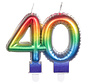 Kaars 40 jaar met regenboog kleuren