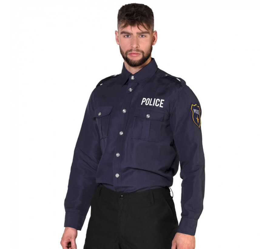 Donkerblauw mannen politie shirt