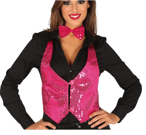 Roze dames glitter gilet