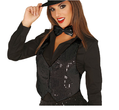 Zwarte dames glitter gilet