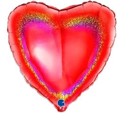 Folieballon hart glitter rood inclusief  helium