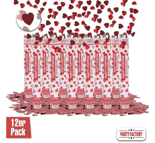 Valentijn rode hartjes confetti kanon 12 st