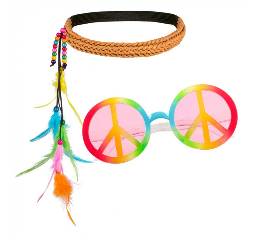 Set Hippie bril en haarband