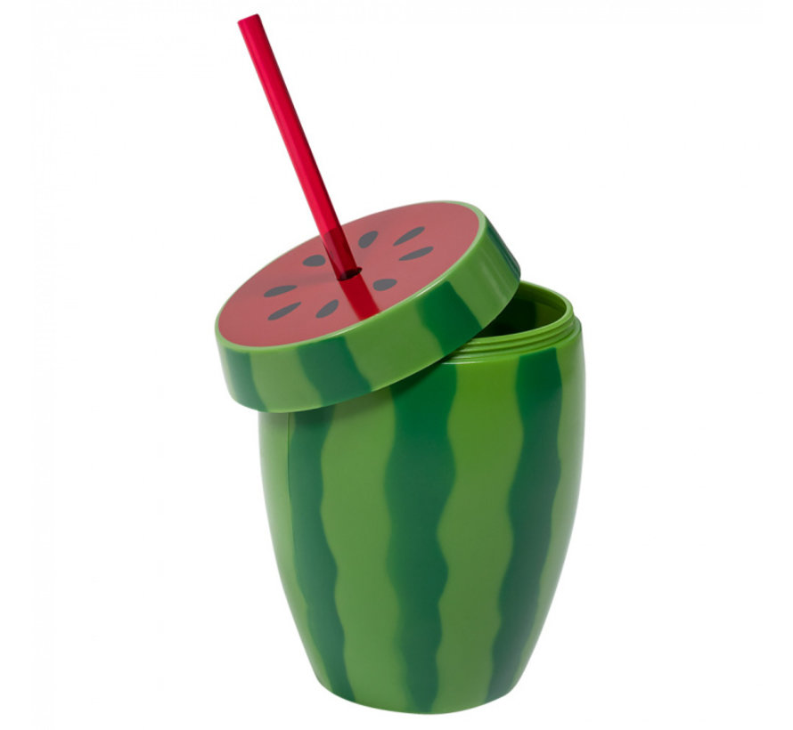 Watermeloen drinkbeker met rietje
