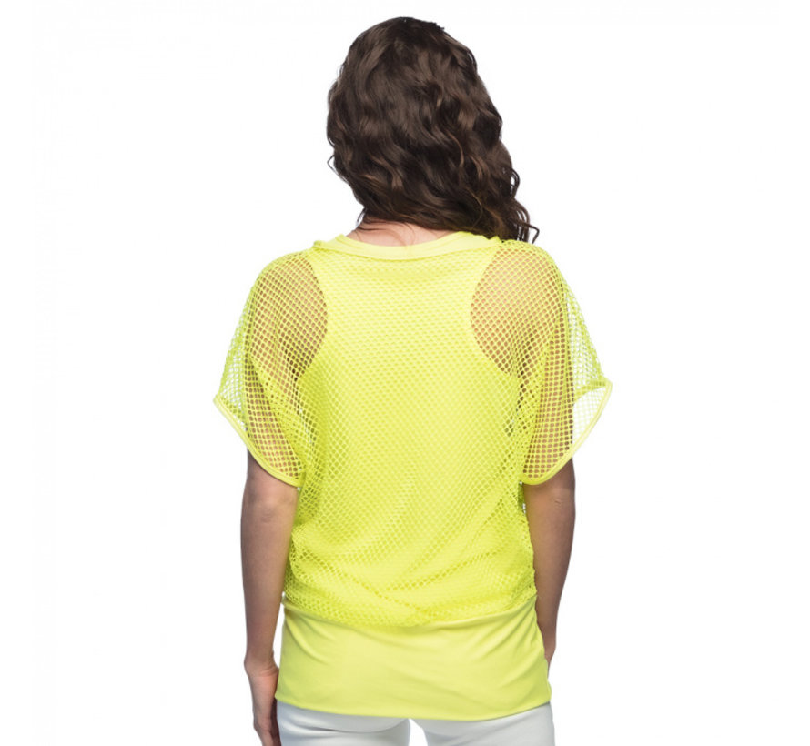 Dames Visnet Top neon geel