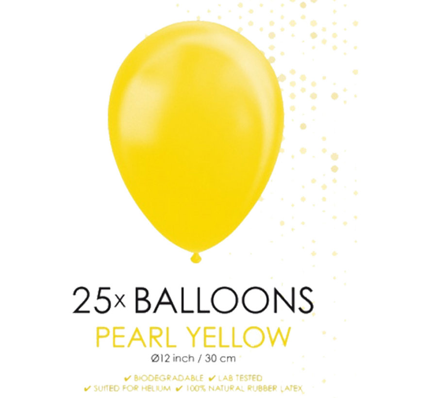 25 Ballonnen parelmoer geel 12 inch