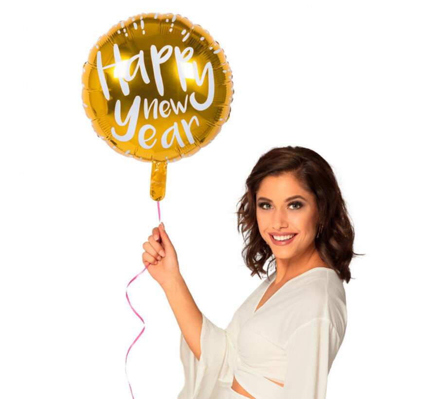 Folieballon "Happy New Year" Goud