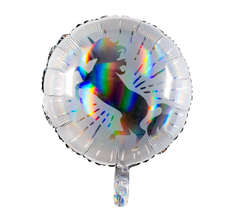 Folieballon Eenhoorn print Zilver