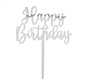 "Happy Birthday" Taarttopper zilver