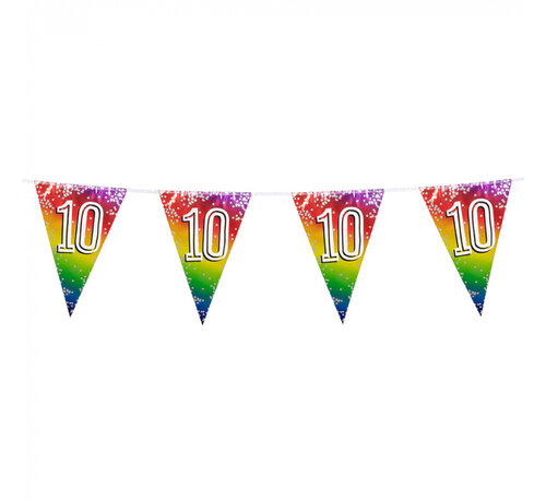 Folievlaggenlijn Regenboog cijfer '10'
