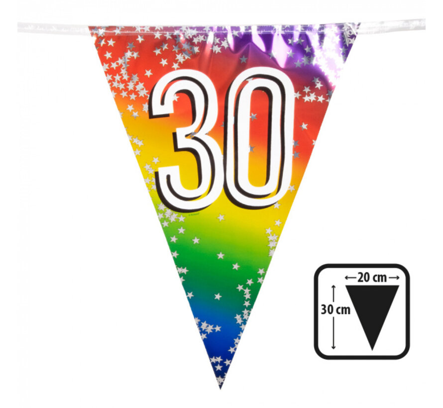 Folievlaggenlijn Regenboog cijfer '30'