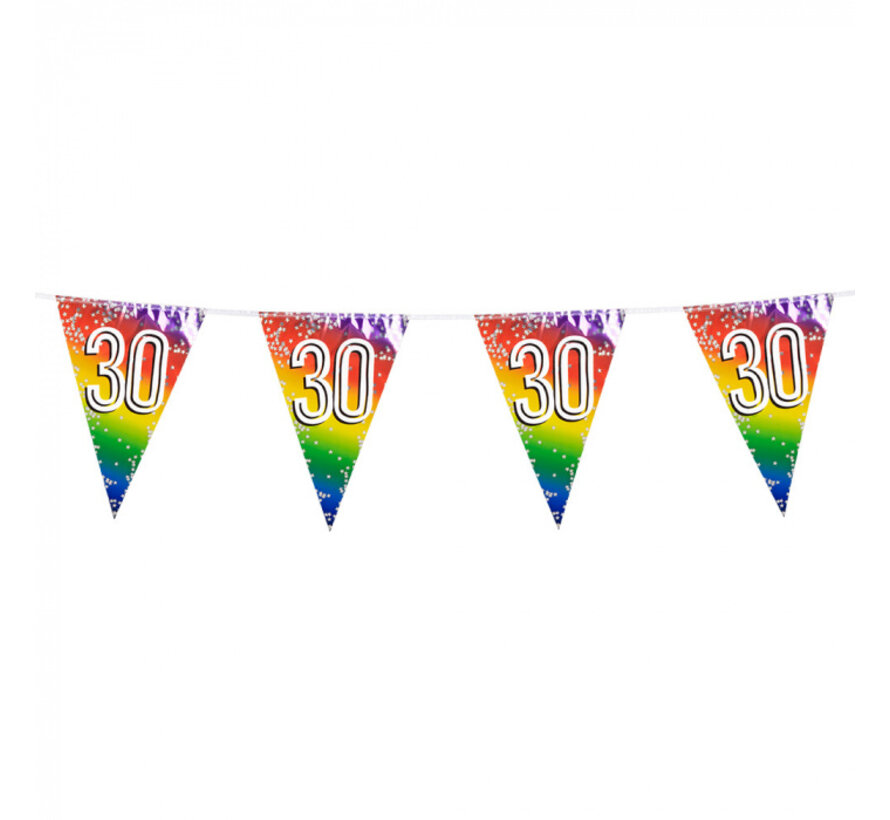 Folievlaggenlijn Regenboog cijfer '30'