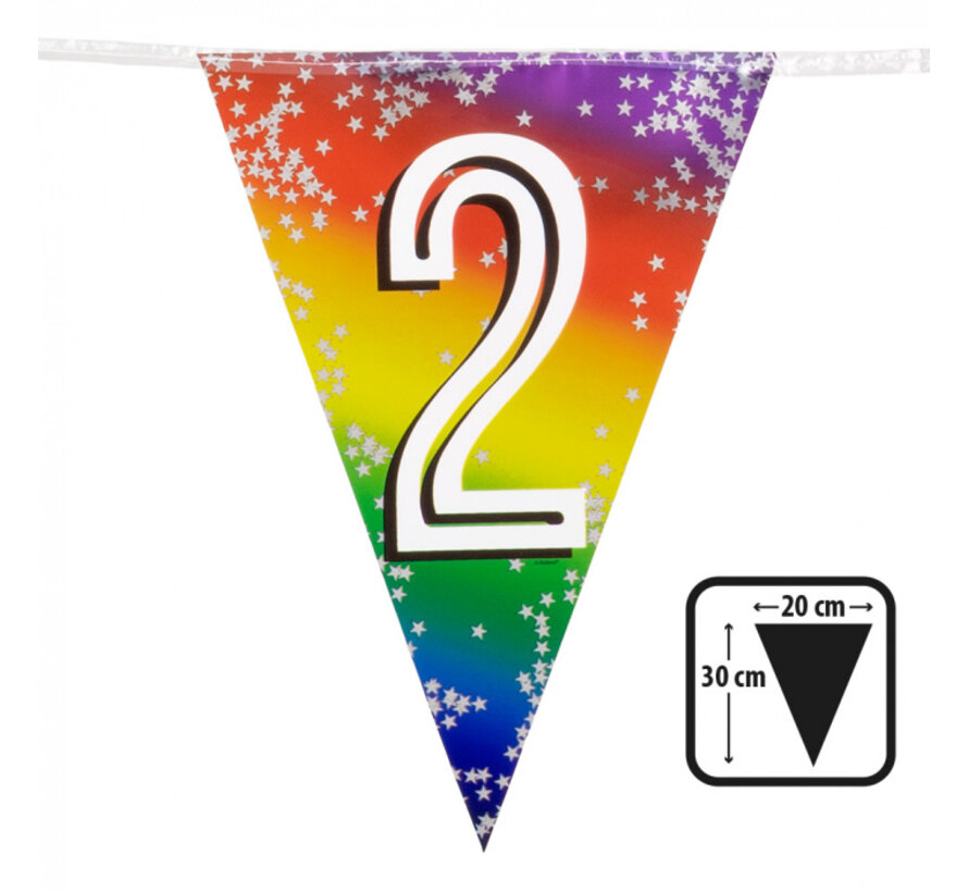 Folievlaggenlijn Regenboog cijfer '2'