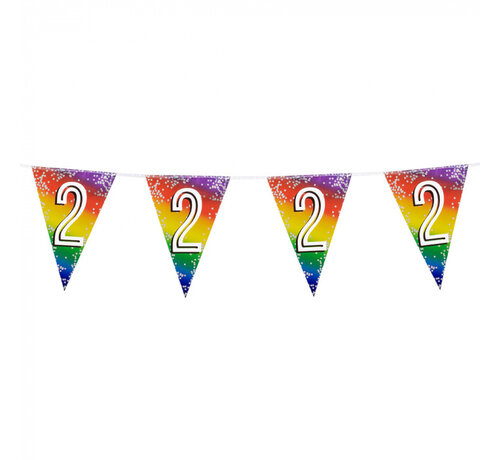 Folievlaggenlijn Regenboog cijfer '2'
