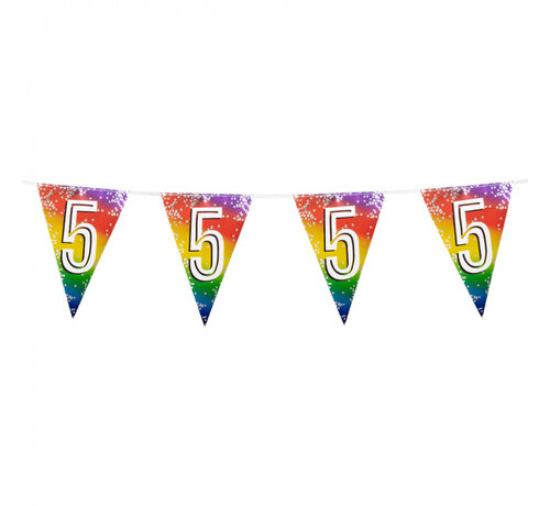Folievlaggenlijn Regenboog cijfer '5'