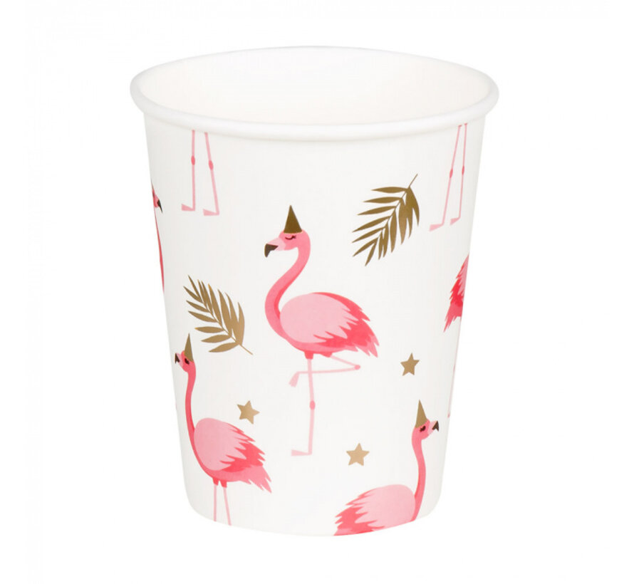 Papieren bekertjes Flamingo Set 10