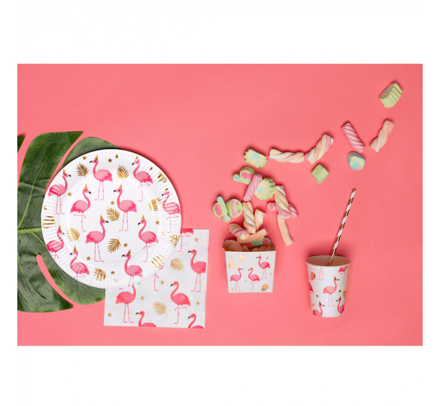 Papieren bekertjes Flamingo Set 10