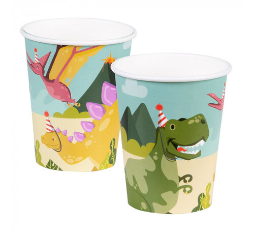 Papieren bekertjes Dino party Set 10