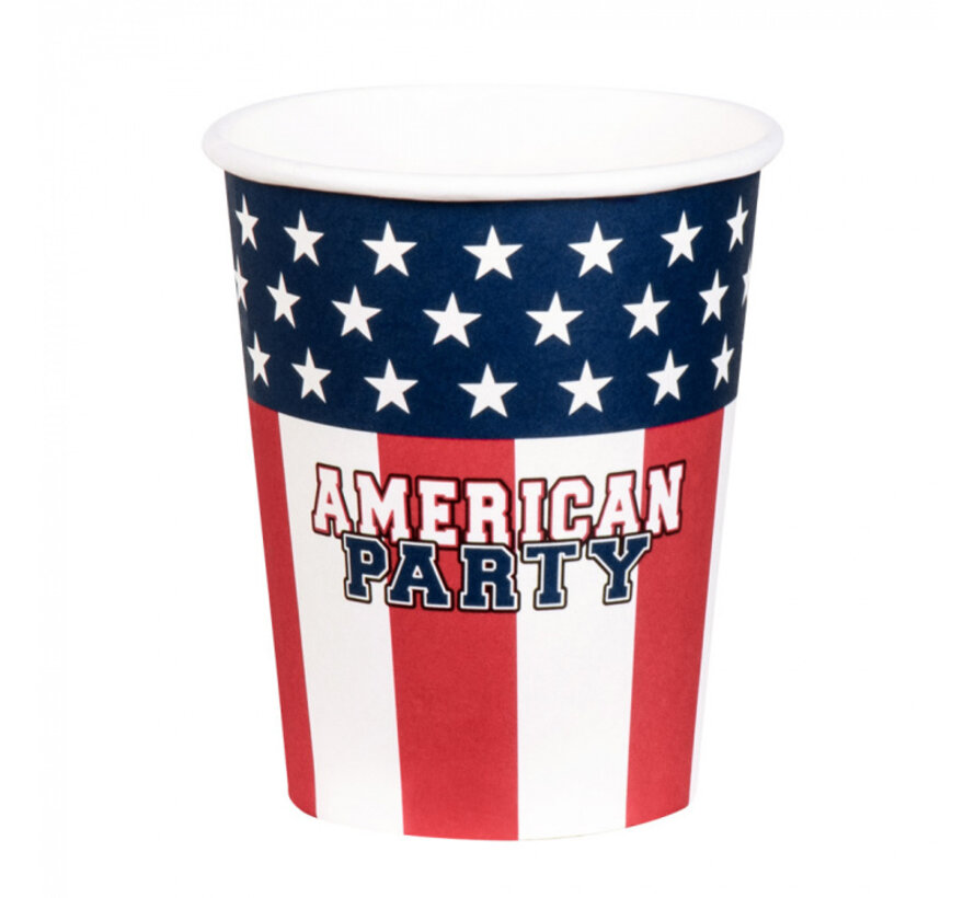 Papieren bekertjes "AMERICAN PARTY" Set 10