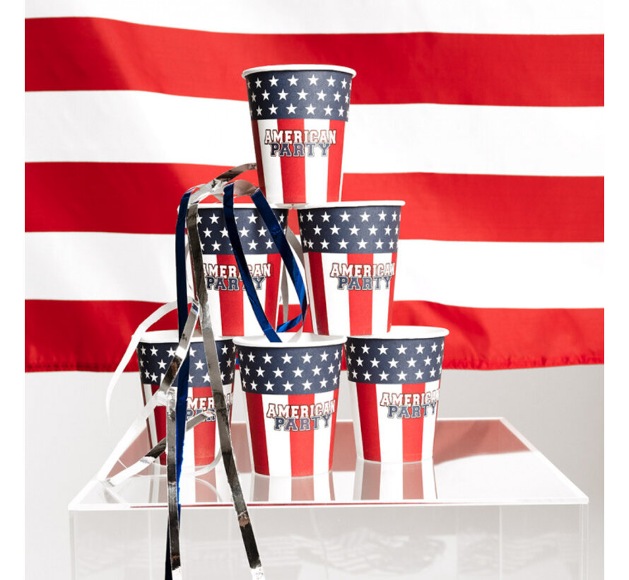 Papieren bekertjes "AMERICAN PARTY" Set 10