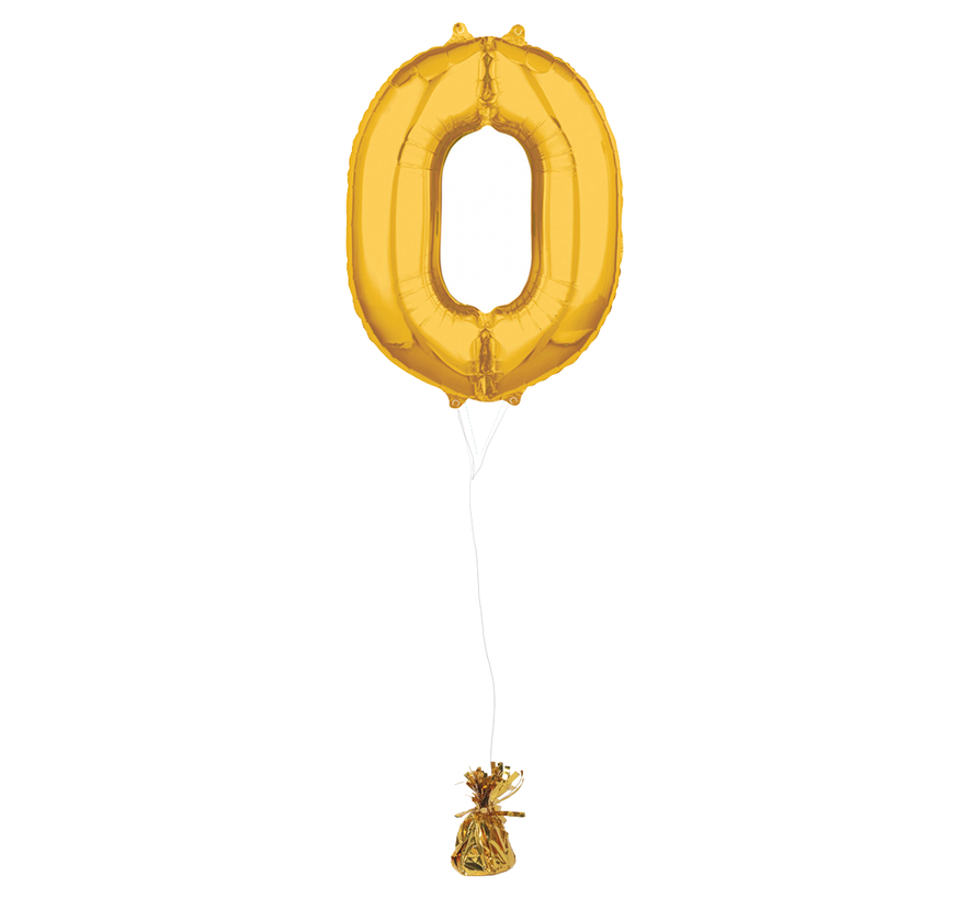 Helium gevulde cijfer ballon  goud 0