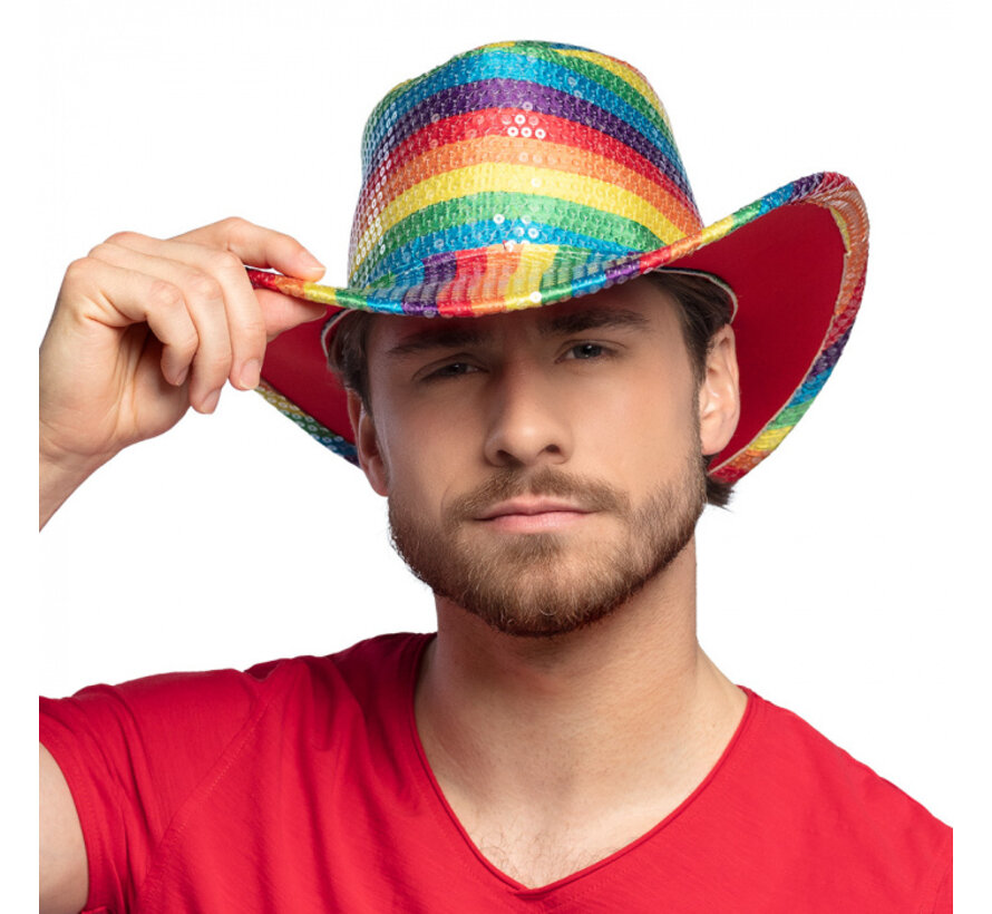 Regenboog Glitter  Cowboy hoed Pride