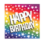 Happy Birthday Regenboog papieren servetten ' (33 x 33 cm)