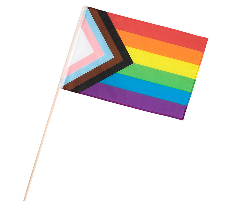 Polyester zwaaivlag Progress LGBTQ+