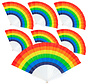 10x Spaanse hand waaiers regenboog/rainbow/pride vlag