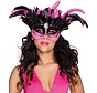 Venetiaans  masker Pink met zwarte veren