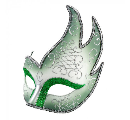 Venetiaans Oogmasker groen/zilver