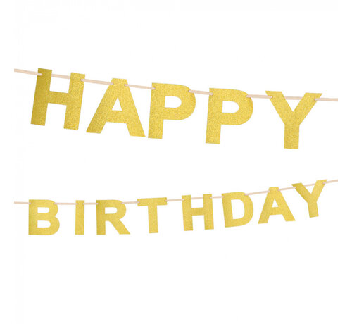 Letterslinger Happy Birthday goud